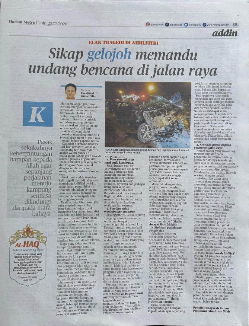 Sikap Gelojoh Memandu Undang Bencana Di Jalan Raya