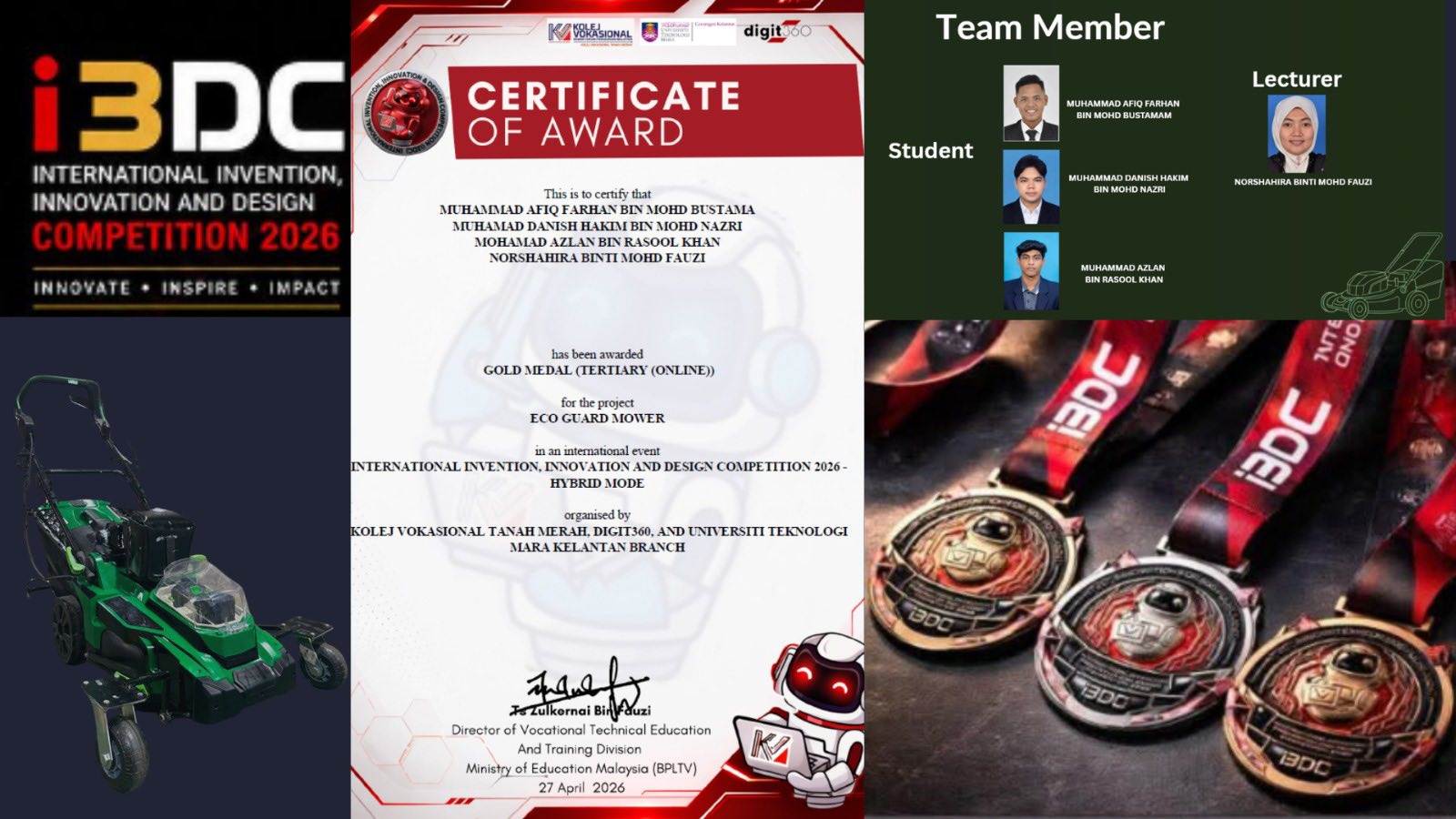 JKM PMS gegar pentas antarabangsa, raih emas dan perak dalam i3DC 2026