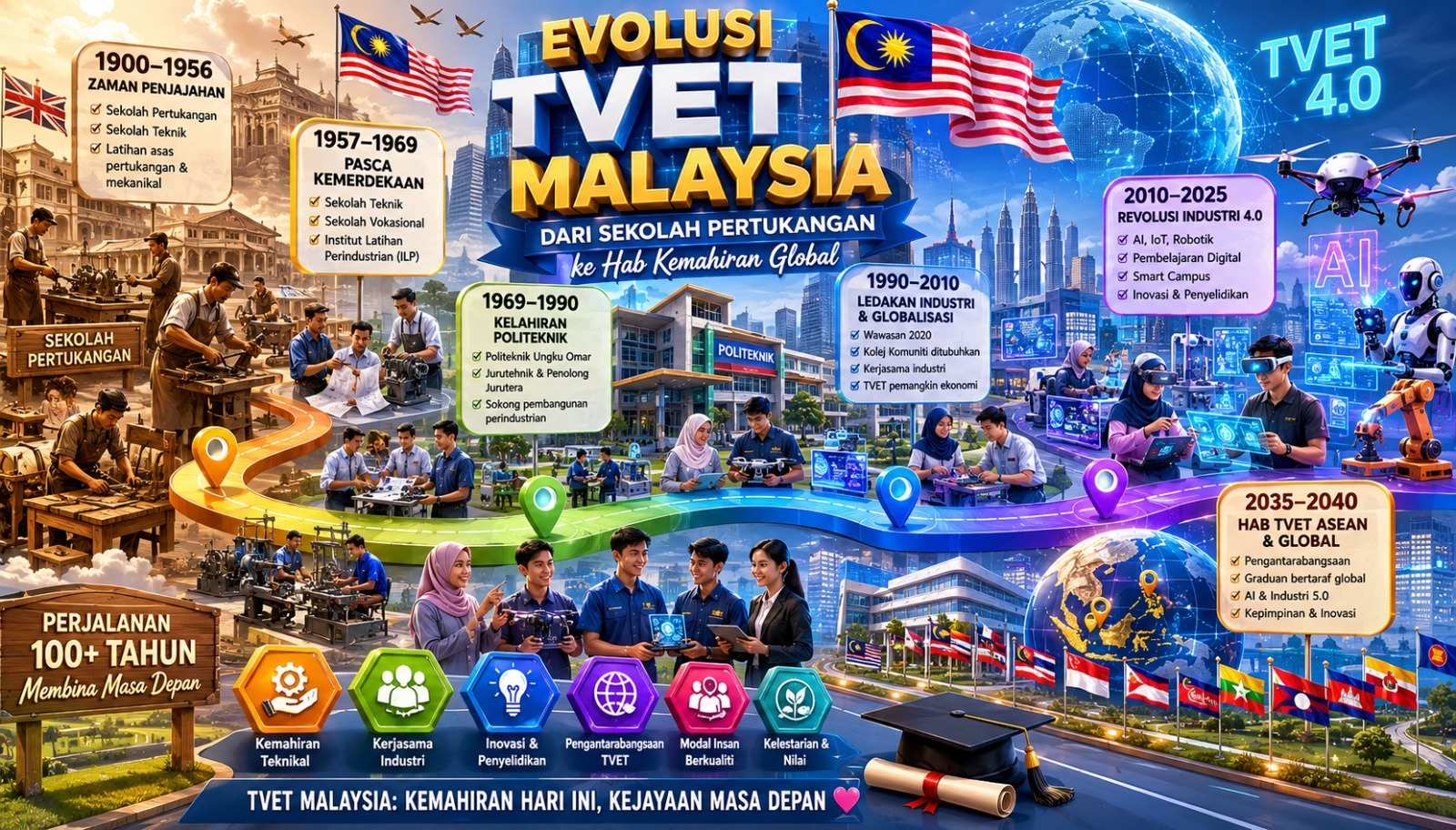 Evolusi TVET Malaysia: Dari Sekolah Pertukangan ke Hab Kemahiran Global