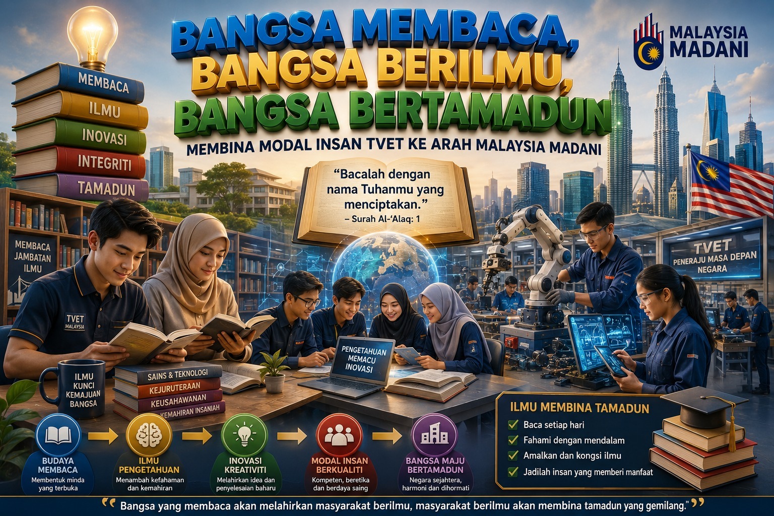 Bangsa Membaca, Bangsa Berilmu, Bangsa Bertamadun: Membina Modal Insan TVET ke Arah Malaysia MADANI
