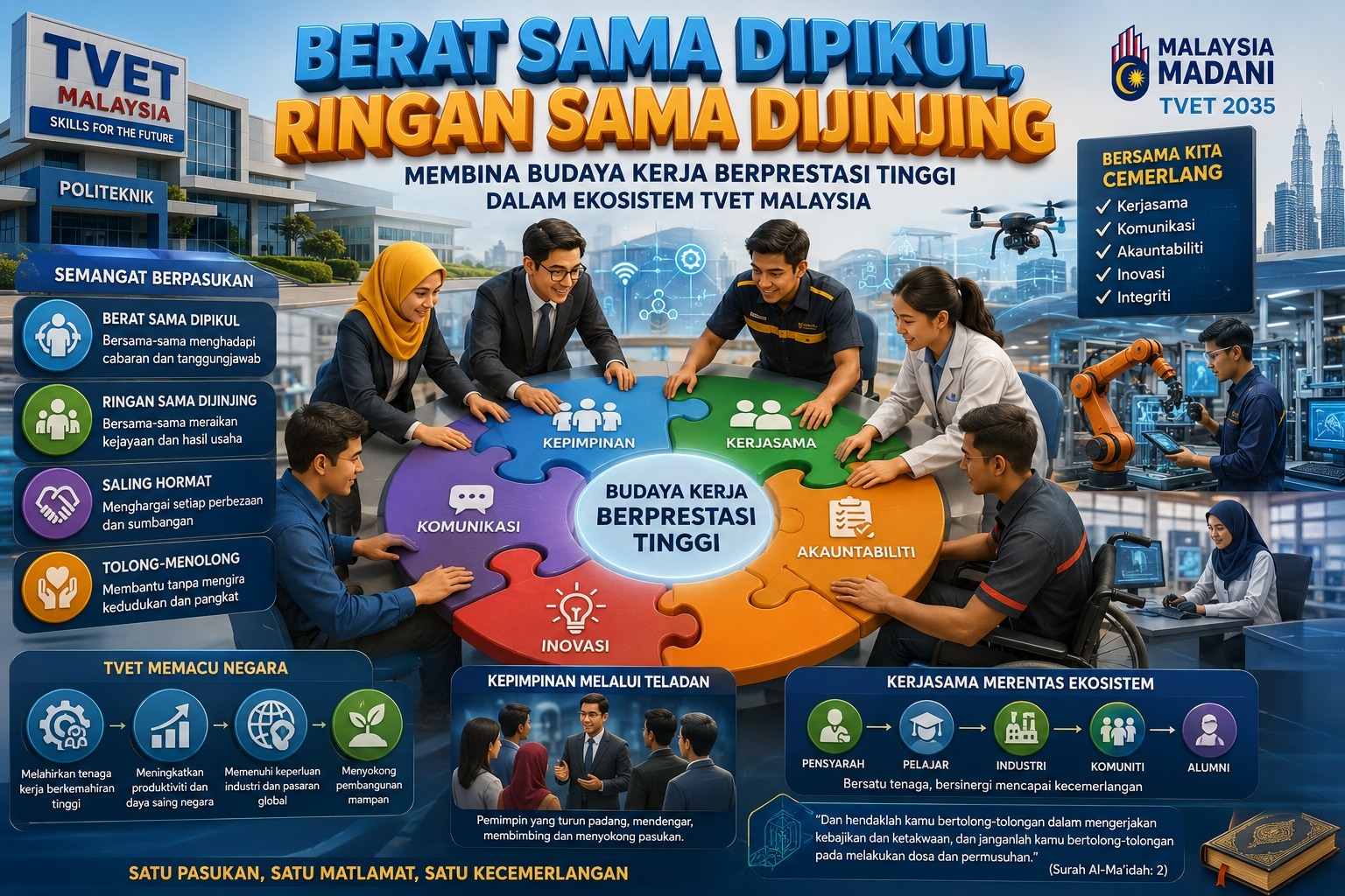 Berat Sama Dipikul, Ringan Sama Dijinjing: Membina Budaya Kerja Berprestasi Tinggi dalam Ekosistem TVET Malaysia