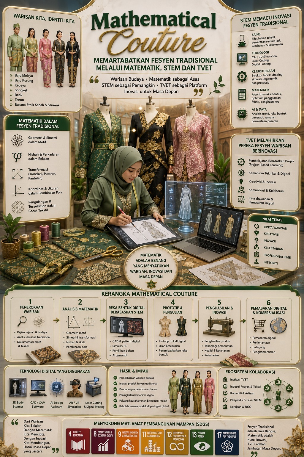 Mathematical Couture: Memartabatkan fesyen tradisional melalui Matematik, STEM dan TVET