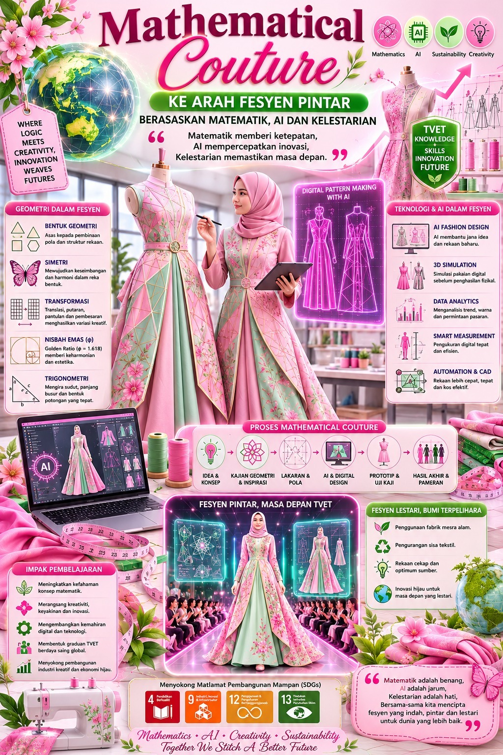 Mathematical Couture: Ke arah fesyen pintar berasaskan Matematik, Kecerdasan Buatan (AI) dan kelestarian