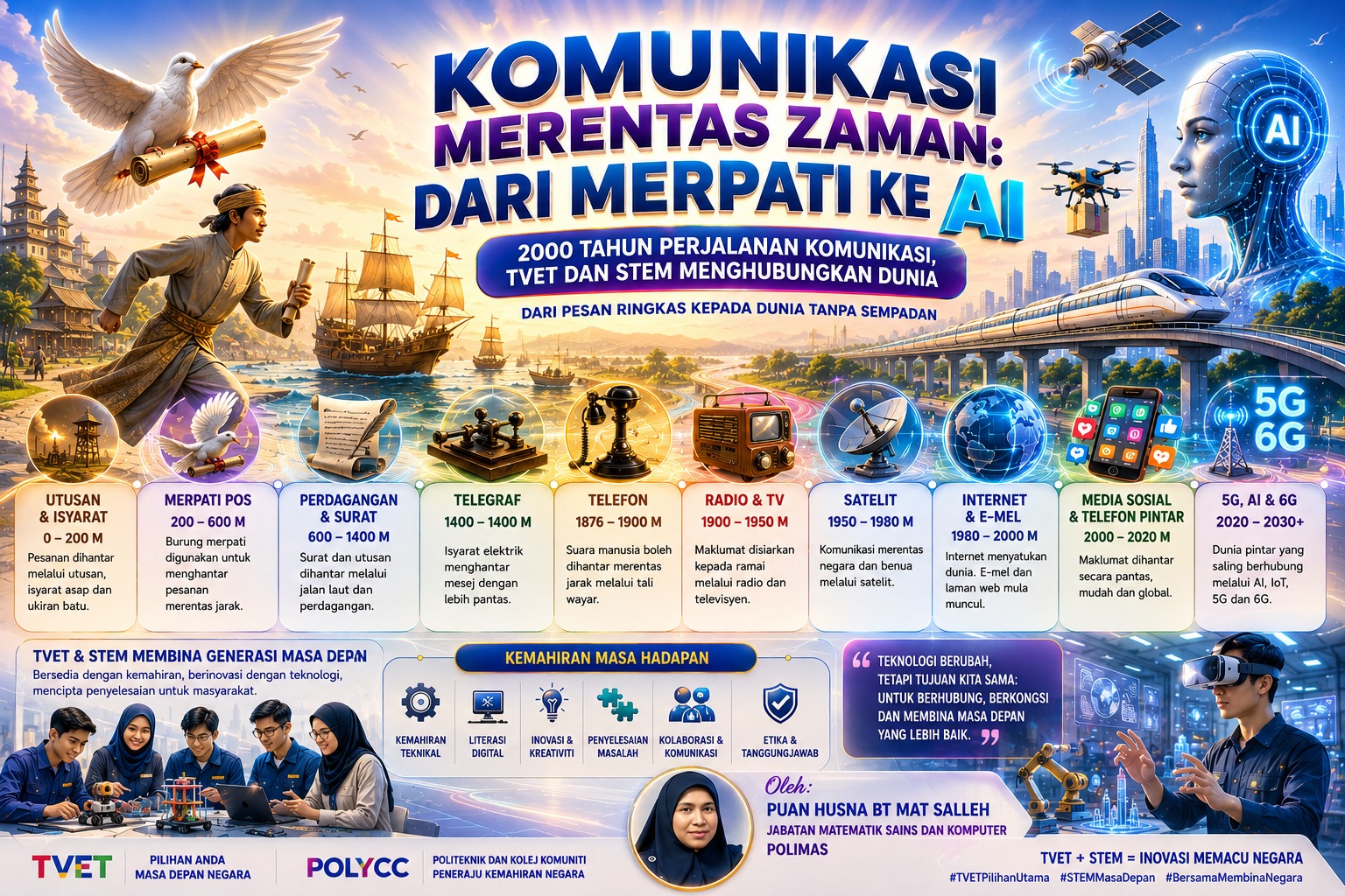 Komunikasi rentas zaman: Dari merpati ke AI 2000 tahun perjalanan komunikasi, TVET dan STEM menghubungkan dunia